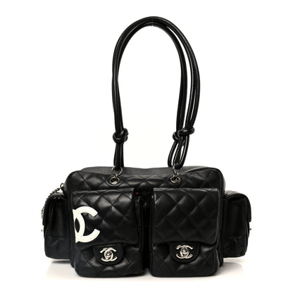 Chanel Calfskin Quilted Small Cambon Multipocket Reporter Black White 1 of 10