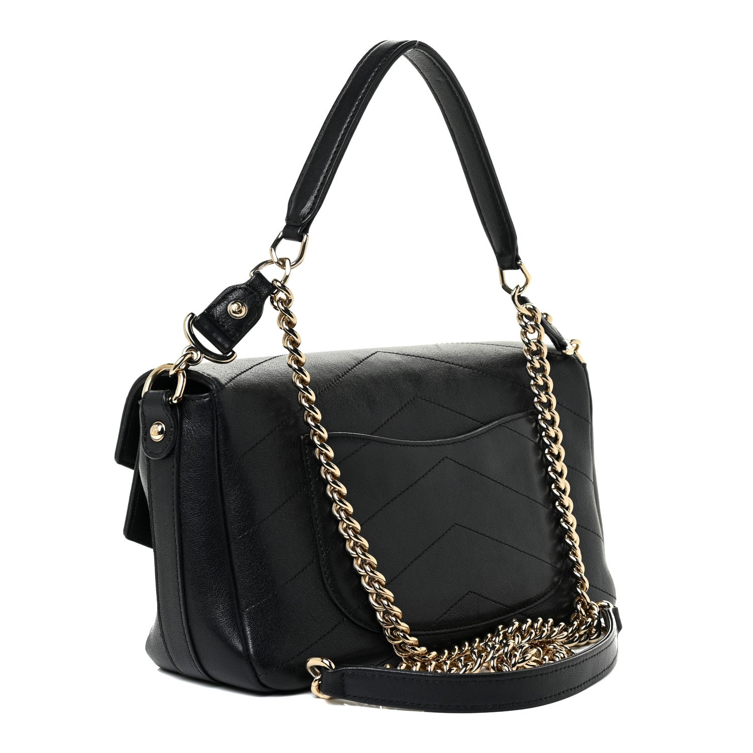 Chanel Sheepskin Chevron Quilted Mini Double Chevron Flap Black 3 of 17