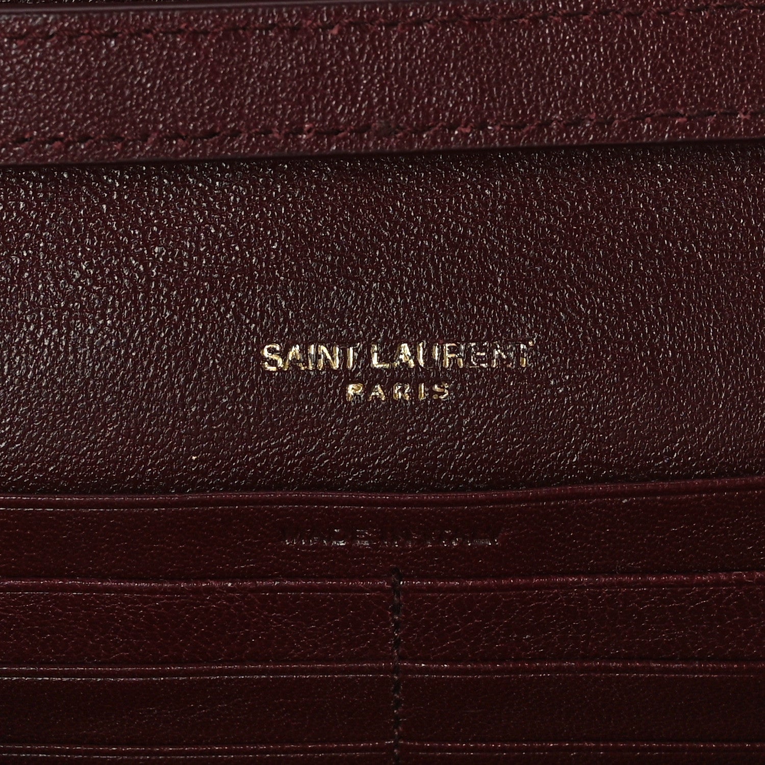 Saint Laurent Lambskin Diamond Quilted Becky Chain Wallet in Burgundy 5 of 9
