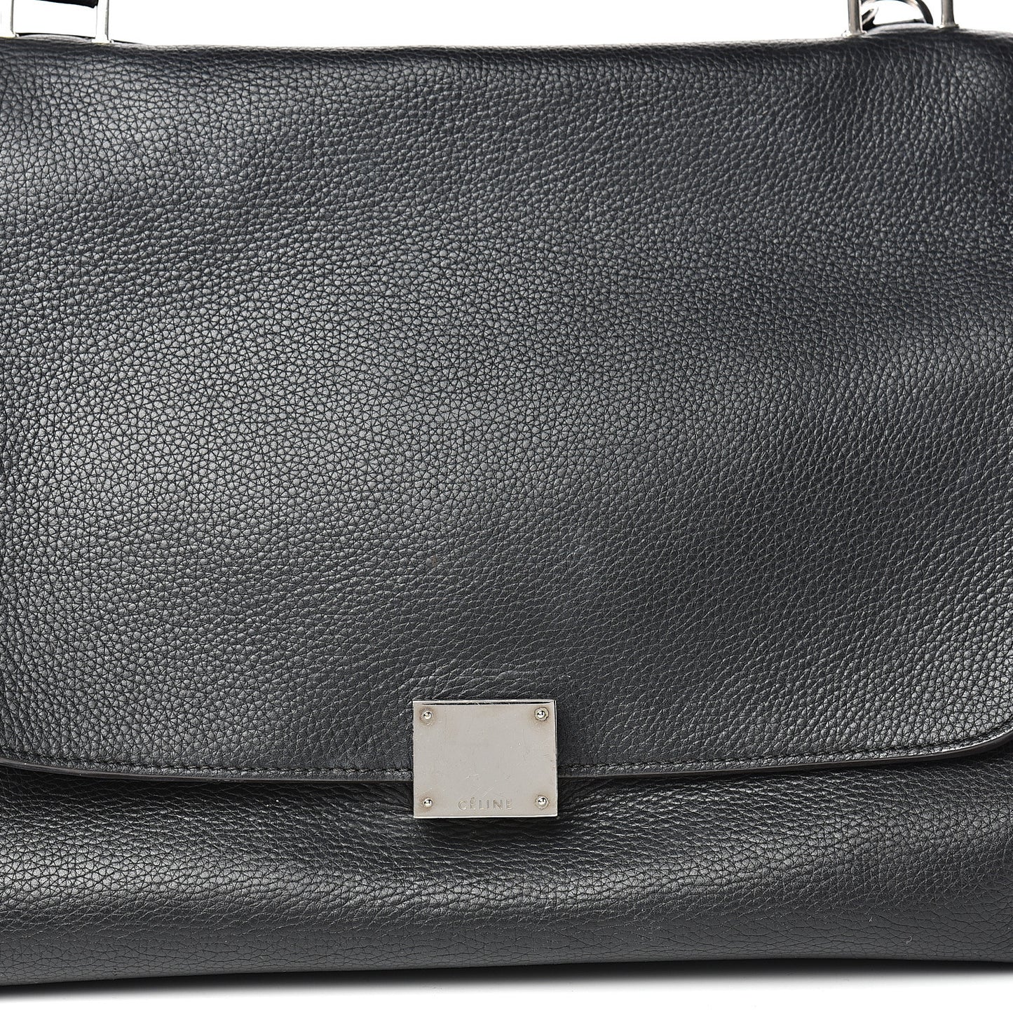 Drummed Calfskin Suede Medium Trapeze Black