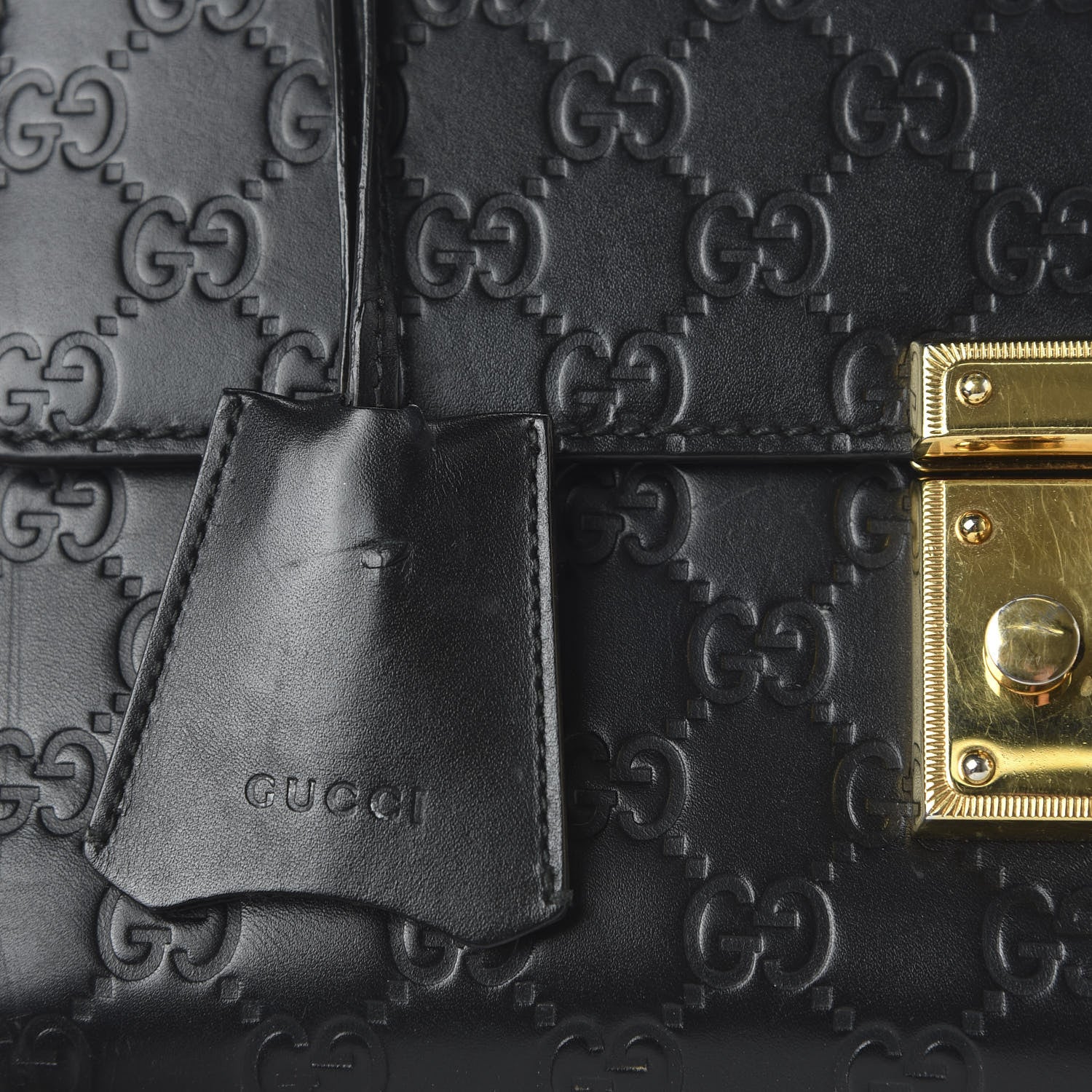 Gucci Guccissima Medium Padlock Shoulder Bag Black 13 of 13