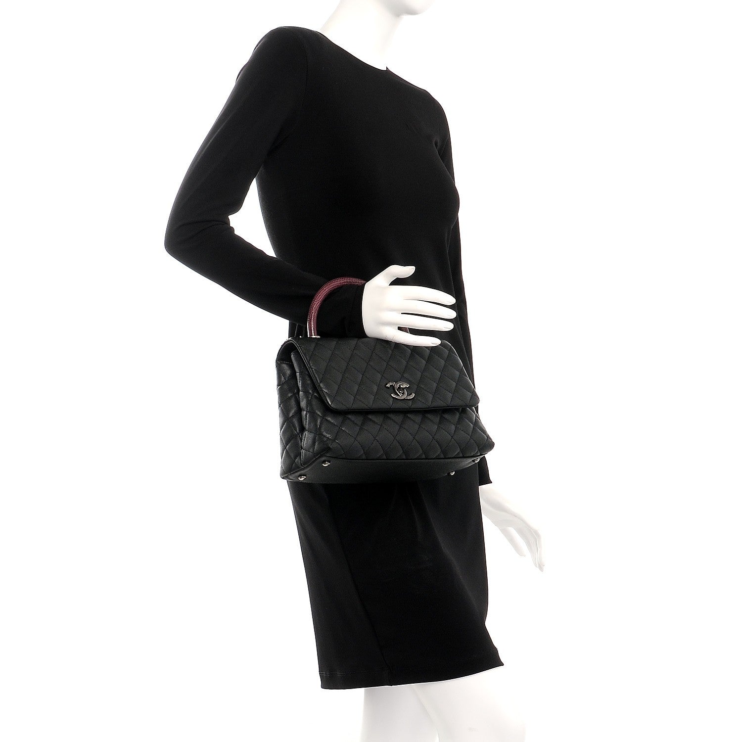 Chanel Caviar Lizard Quilted Small Coco Handle Flap Black 3 of 8