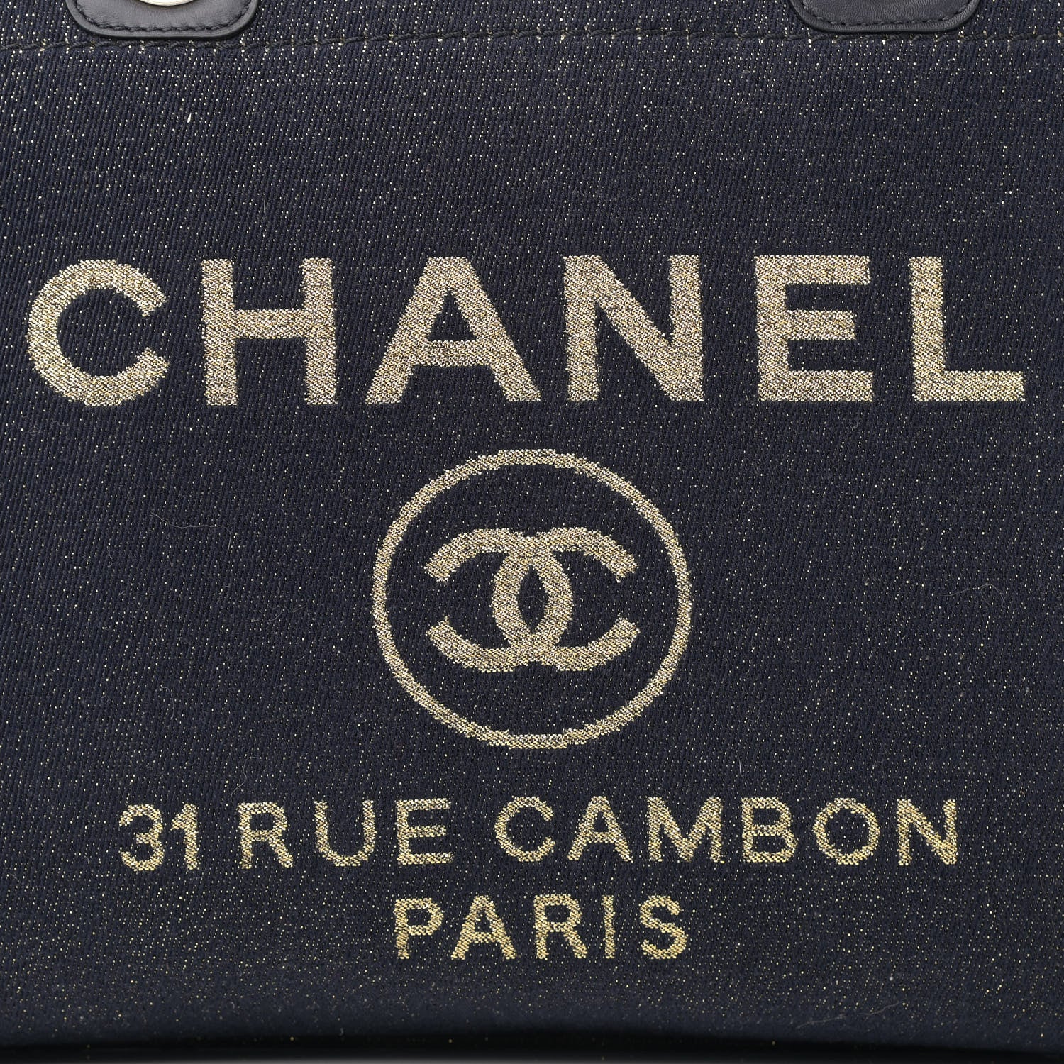 Chanel Lurex Canvas Small Deauville Tote Navy Blue Gold 8 of 12