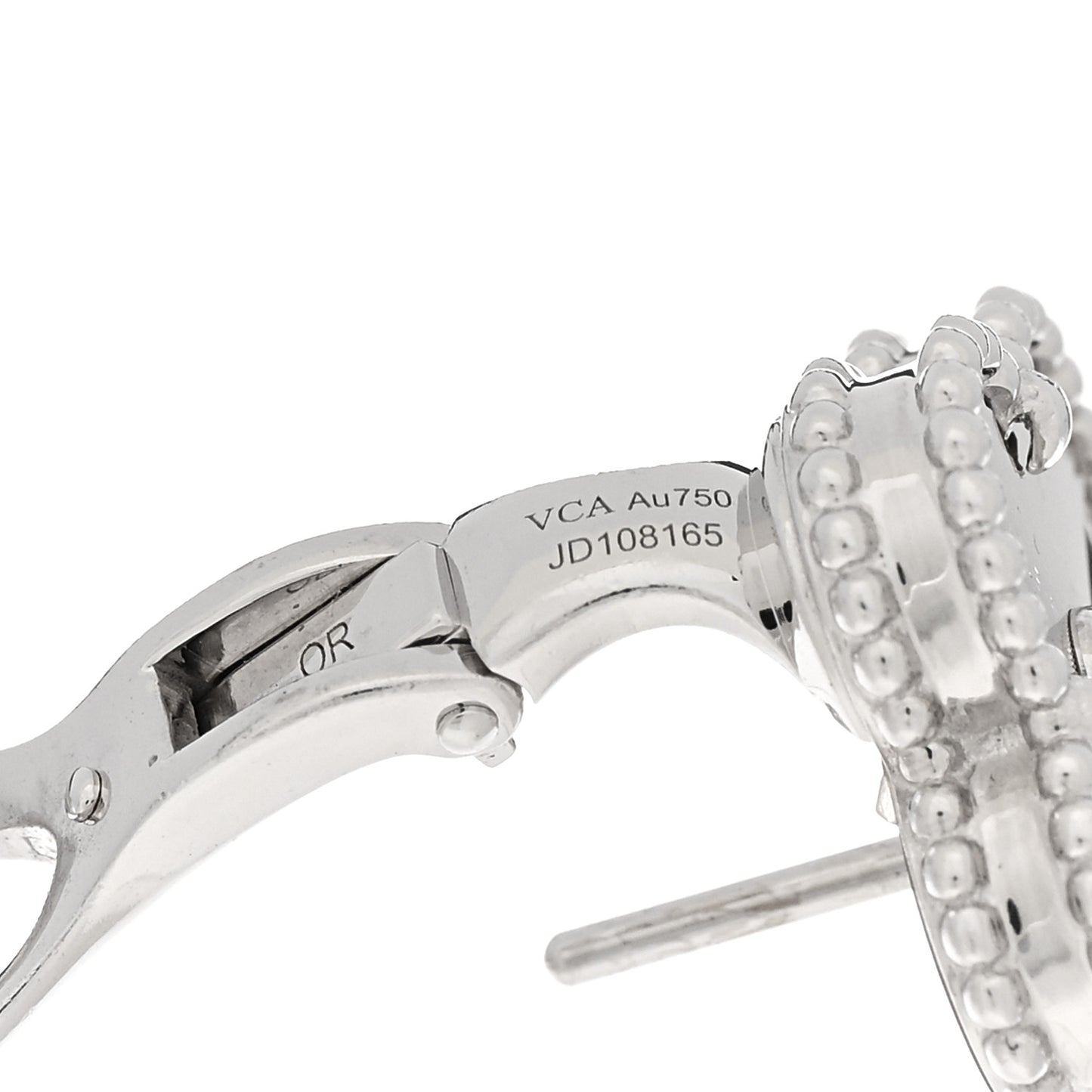 18K White Gold Guilloche Vintage Alhambra Earrings