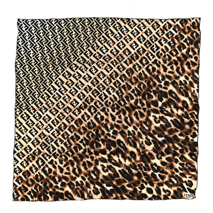 Fendi Silk FF Leopard Square Scarf Beige Black 1 of 3