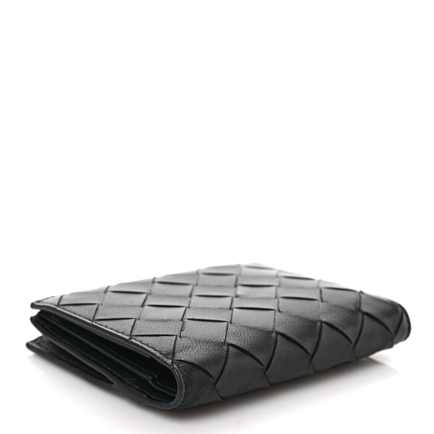 Nappa Intrecciato Bifold Zip Wallet Black