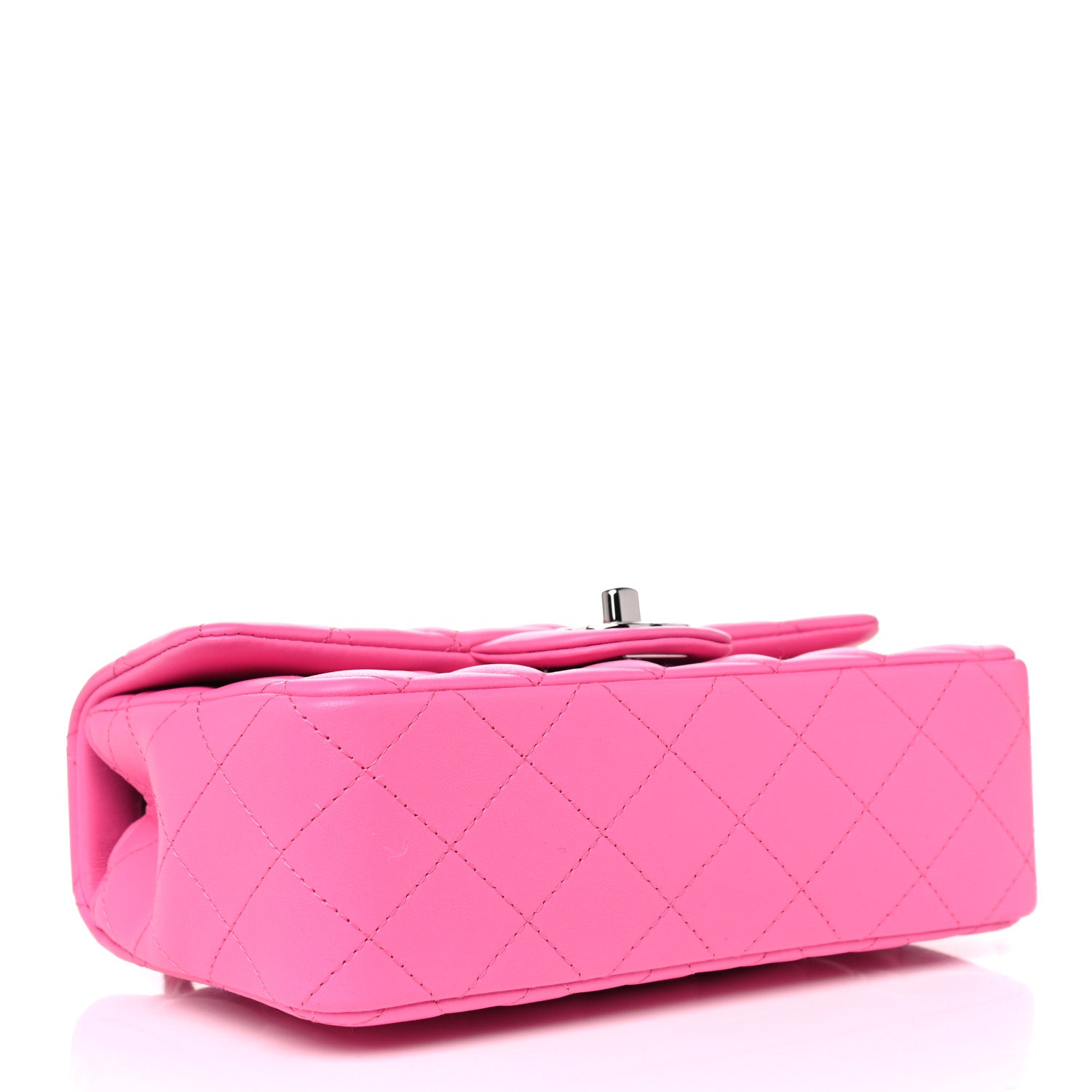 Chanel Lambskin Quilted Mini Rectangular Flap Neon Pink 4 of 10