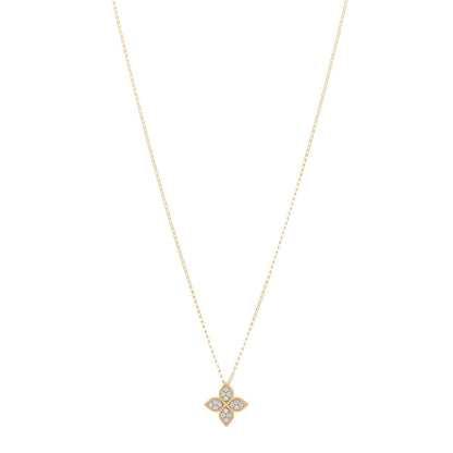 Roberto Coin 18K Yellow White Gold Diamond Medium Princess Flower Pendant Necklace 1 of 3