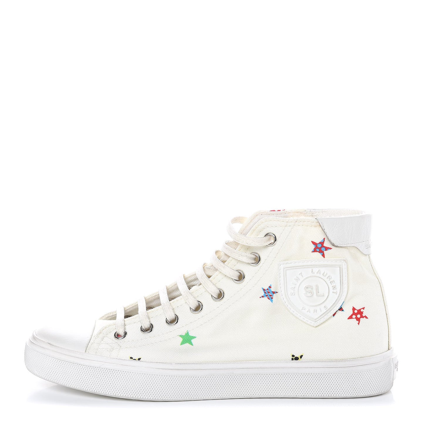Canvas Fun-Star Print Mens Bedford Hightop Sneakers 35.5 Cream