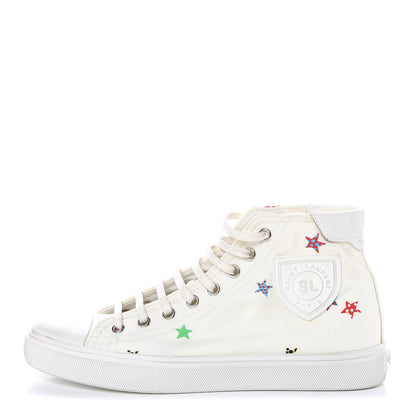 Saint Laurent Canvas Fun-Star Print Mens Bedford Hightop Sneakers 35.5 Cream 1 of 8
