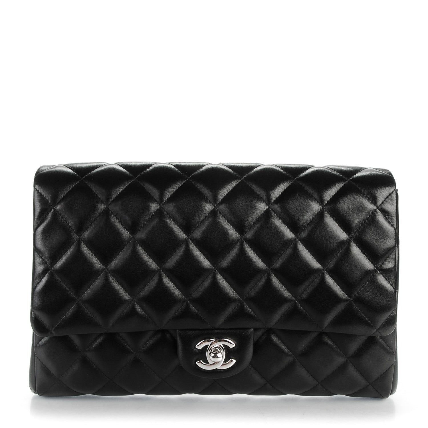 Chanel Lambskin Quilted Clutch With Chain Flap Black 1 of 7