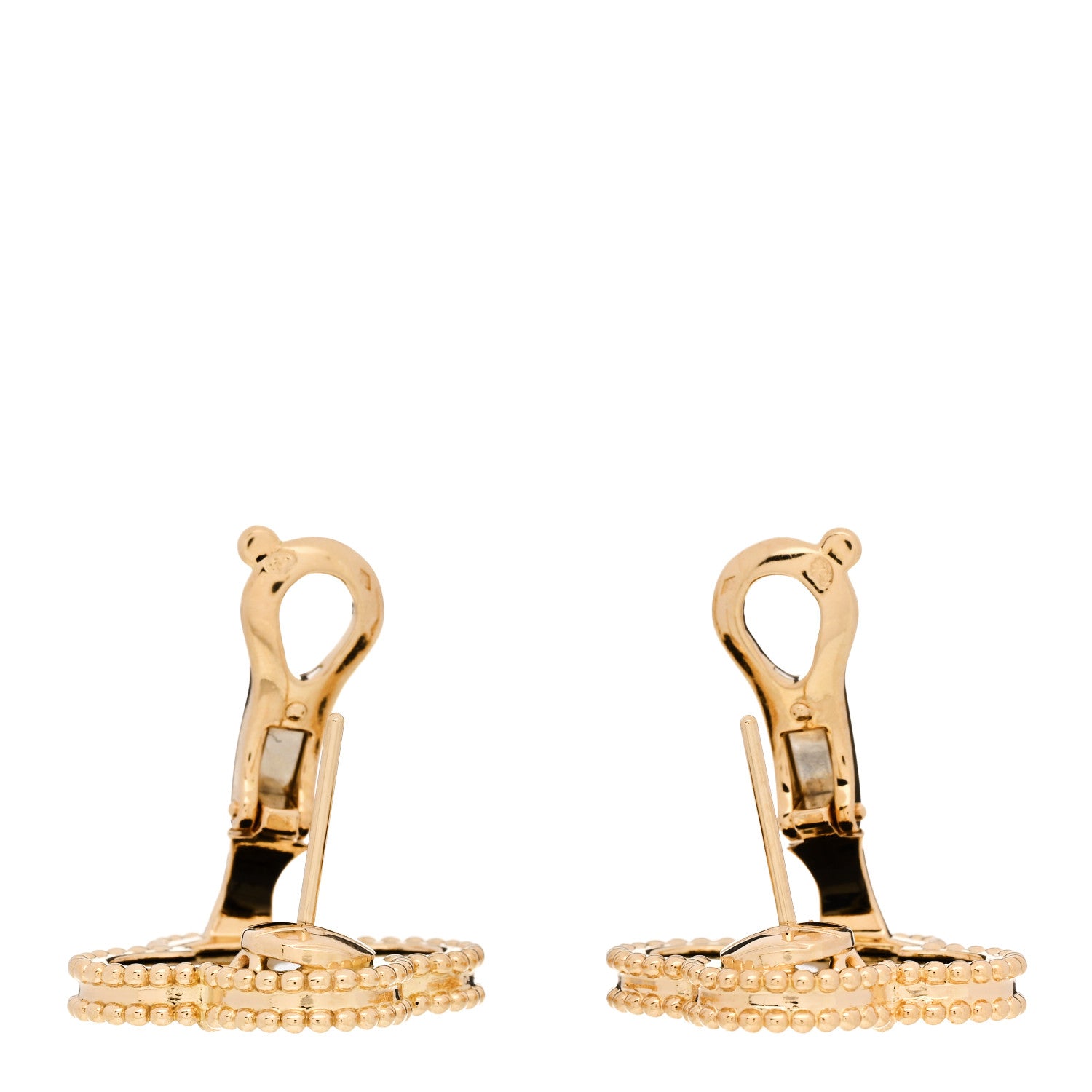 Van Cleef & Arpels 18K Yellow Gold Black Onyx Magic Alhambra Earrings 3 of 5