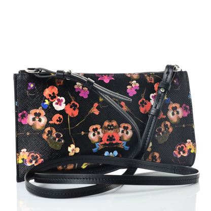 Givenchy Textured Coated Canvas Pansy Print Iconic Pouch Crossbody Black Multicolor 3 of 7