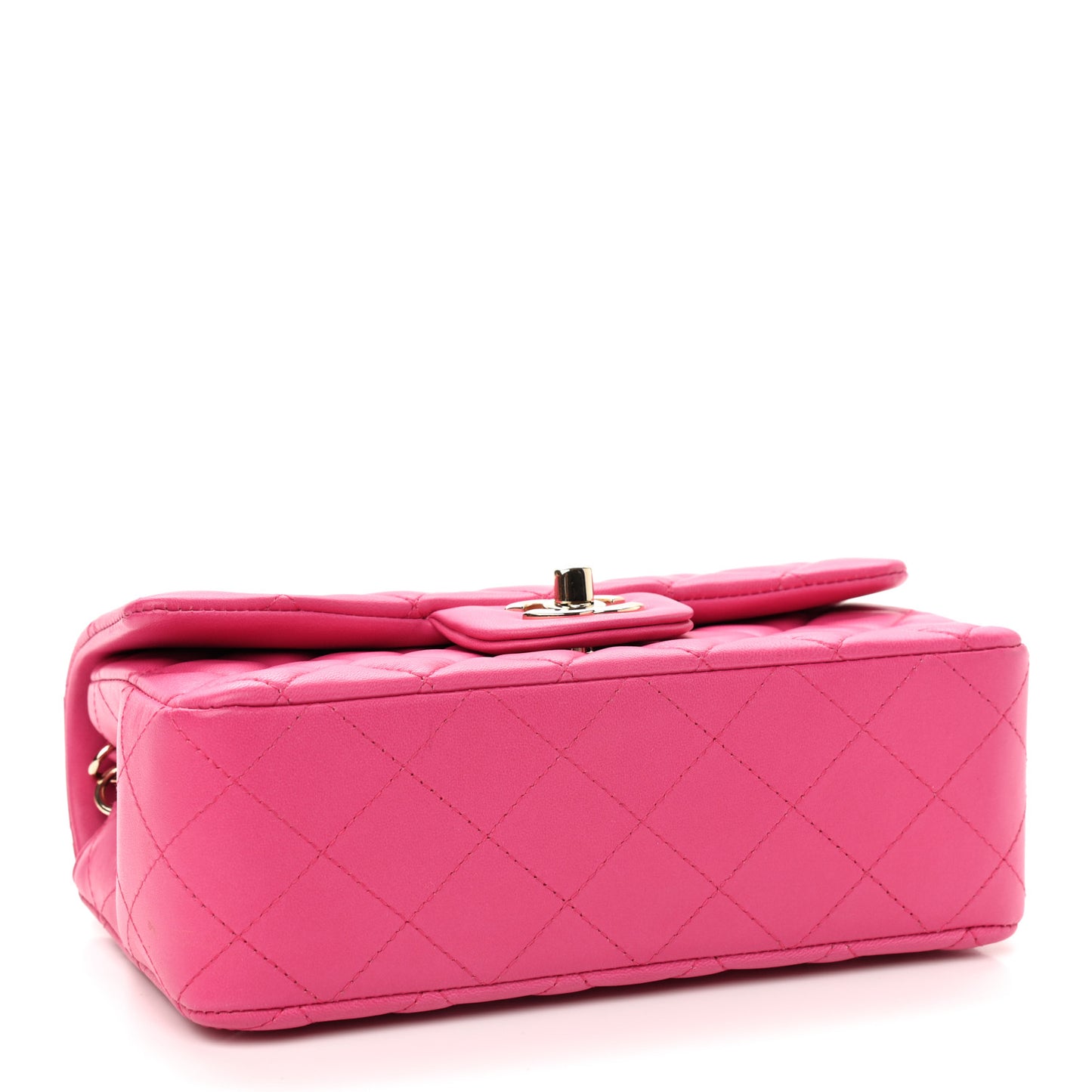 Lambskin Quilted Mini Rectangular Flap Fuchsia