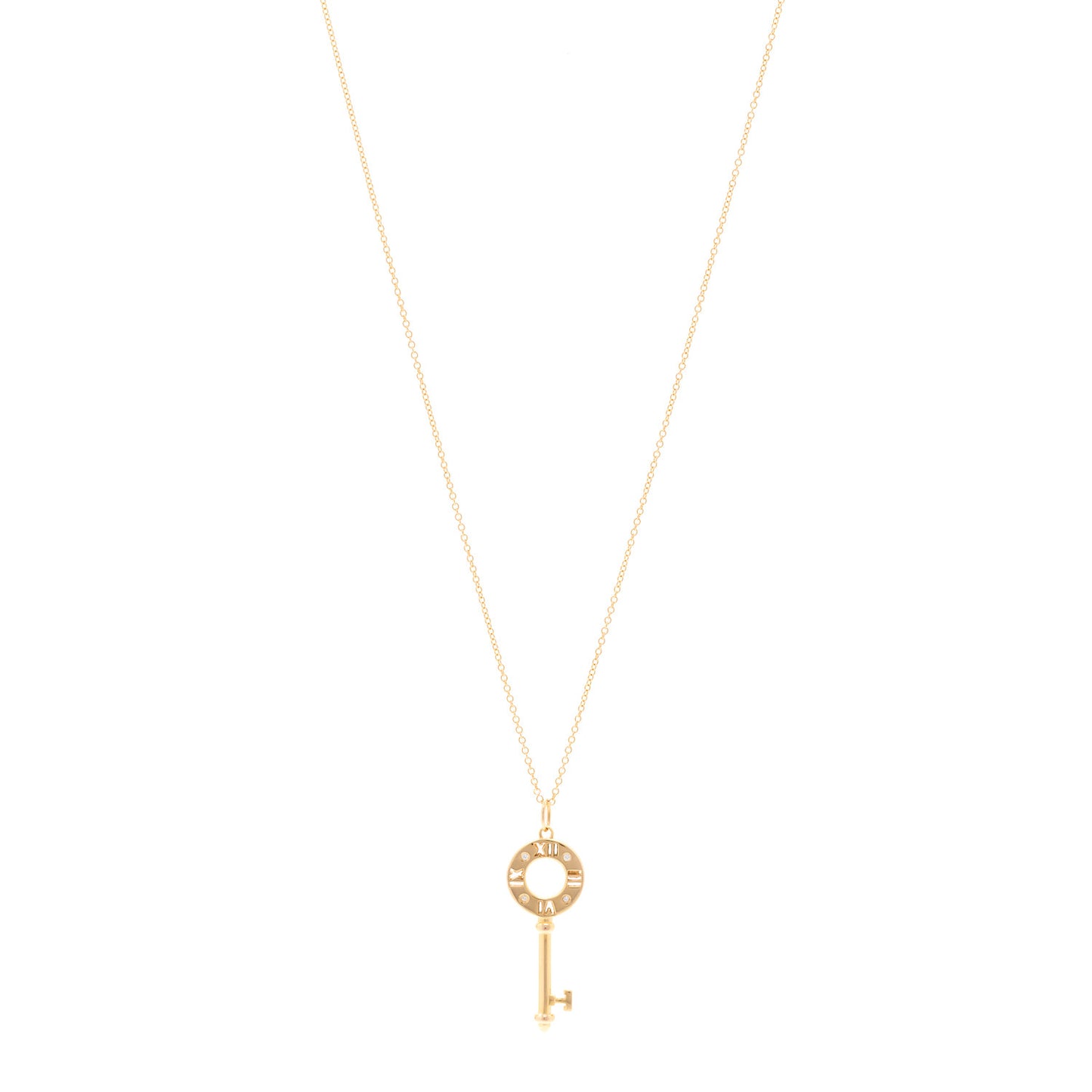 18K Rose Gold Diamond Atlas Pierced Key Pendant Necklace