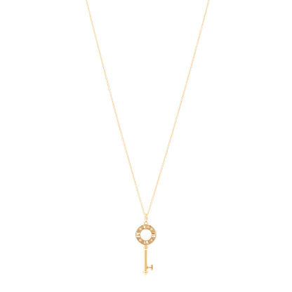 Tiffany 18K Rose Gold Diamond Atlas Pierced Key Pendant Necklace 1 of 6