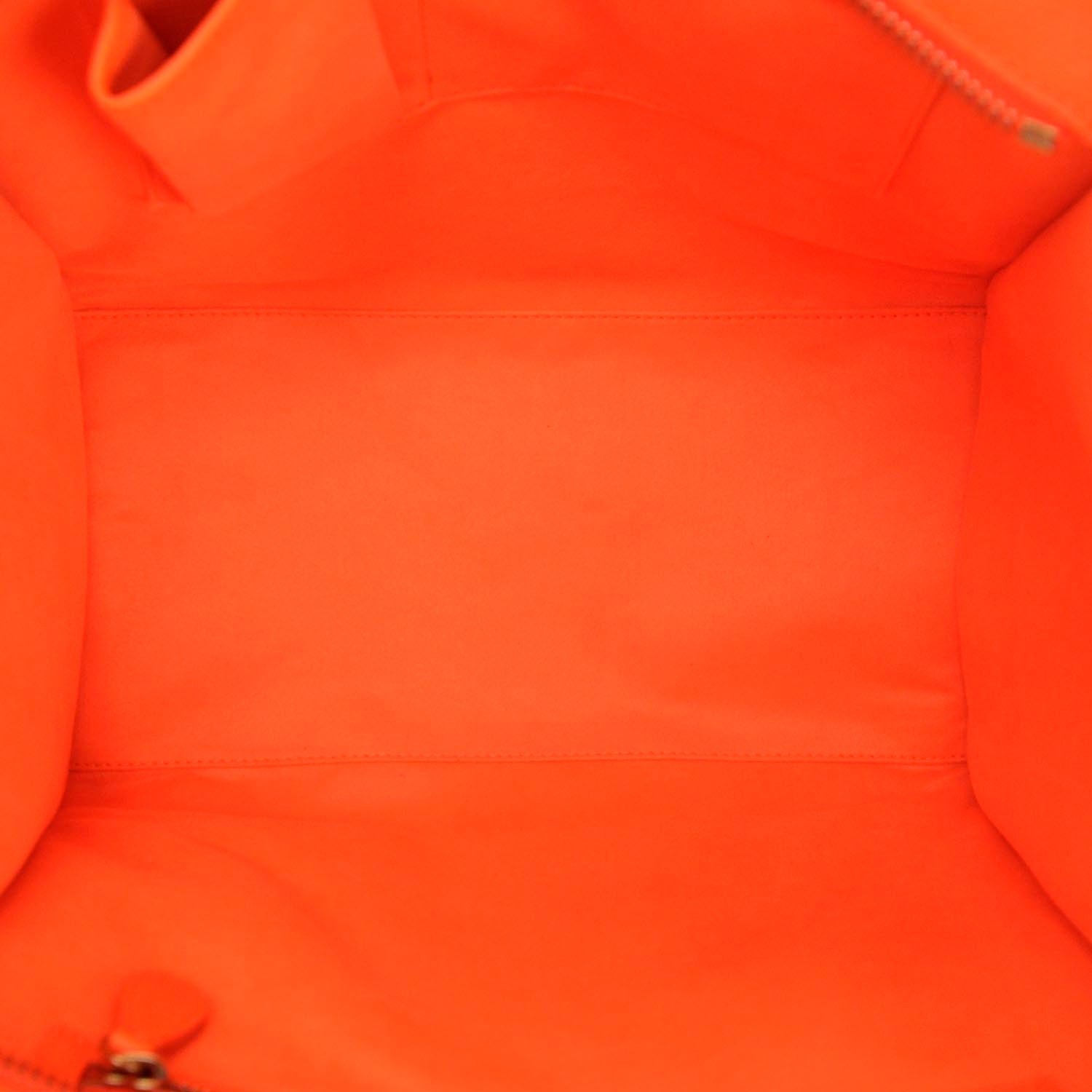 Celine Pebbled Leather Mini Luggage Bag Fluo Orange 10 of 10