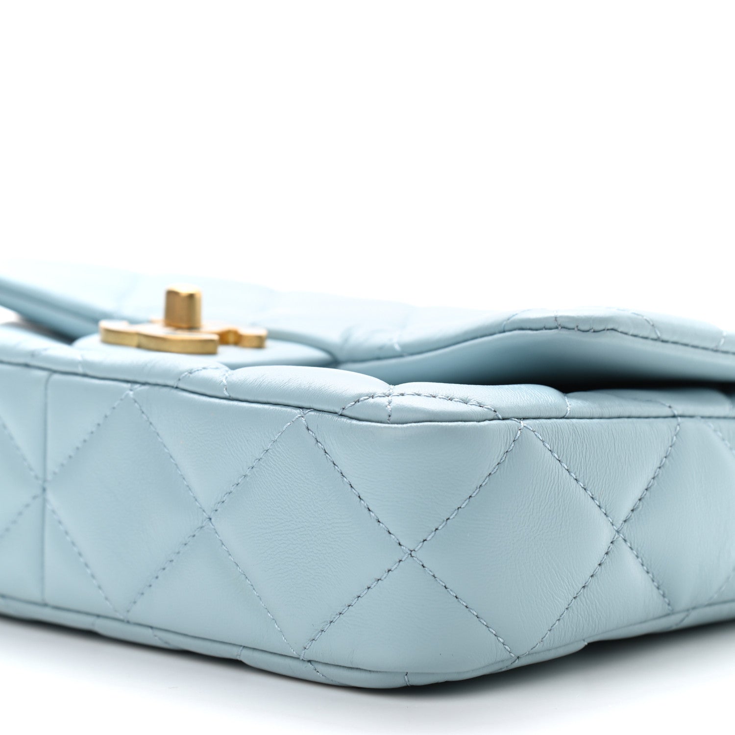 Chanel Lambskin Enamel Quilted Pending CC Mini Square Flap Light Blue 8 of 9