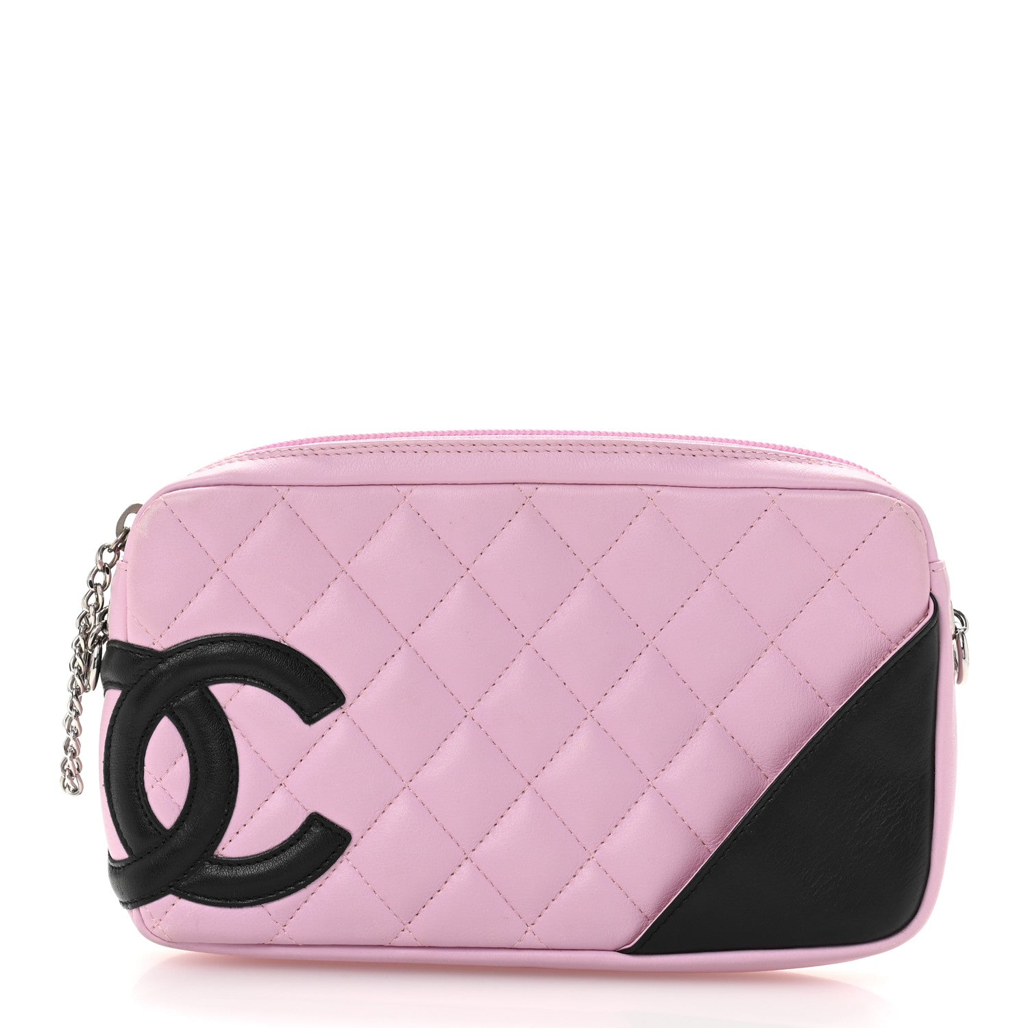 Chanel Calfskin Quilted Cambon Pochette Pink Black 1 of 9