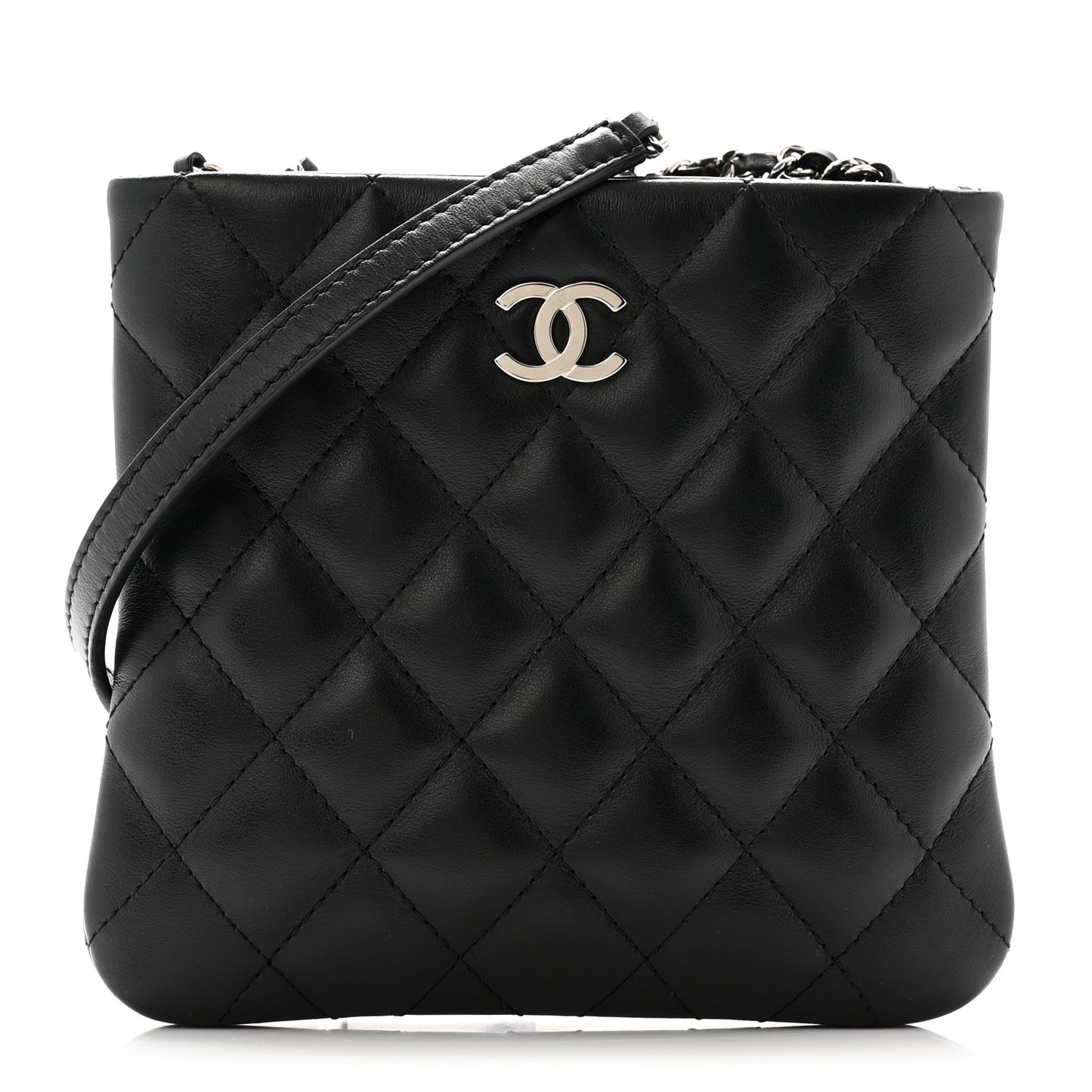 Lambskin Quilted Crossbody Bag Black