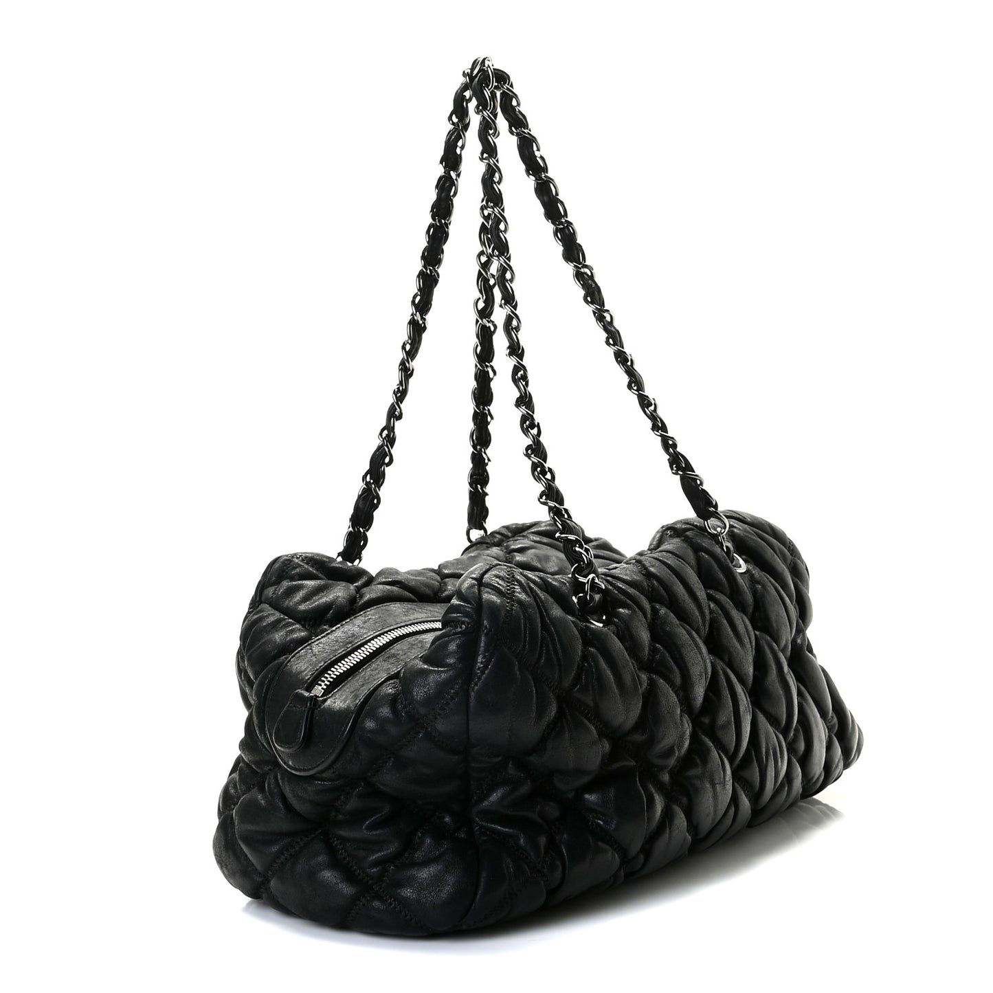 Calfskin Bubble Quilt Bowler Black