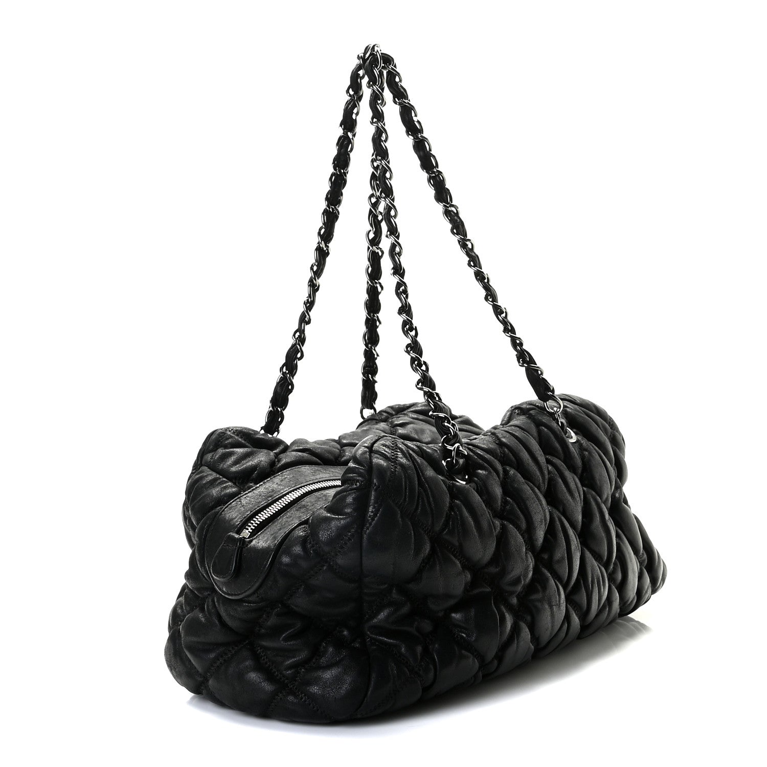 Chanel Calfskin Bubble Quilt Bowler Black 3 of 6