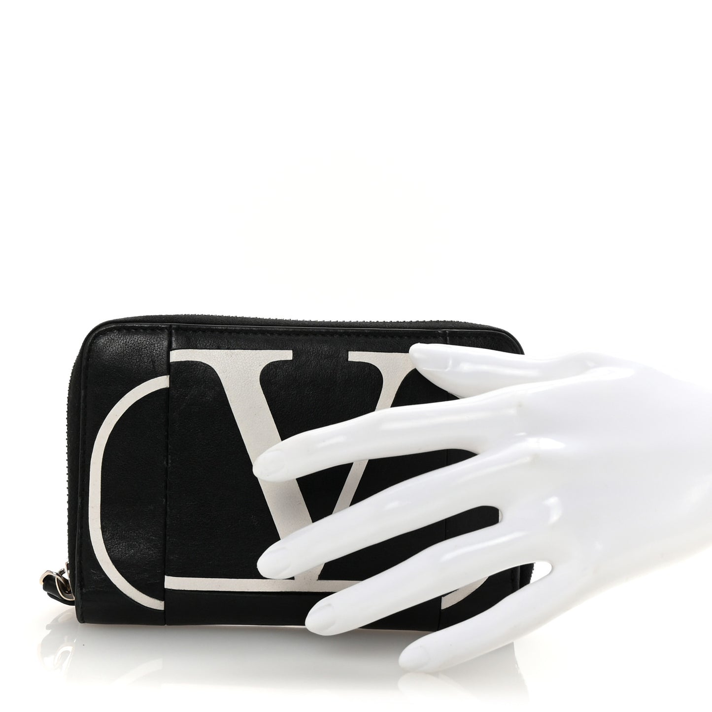 Calfskin Go Logo Zip Around Wallet Black