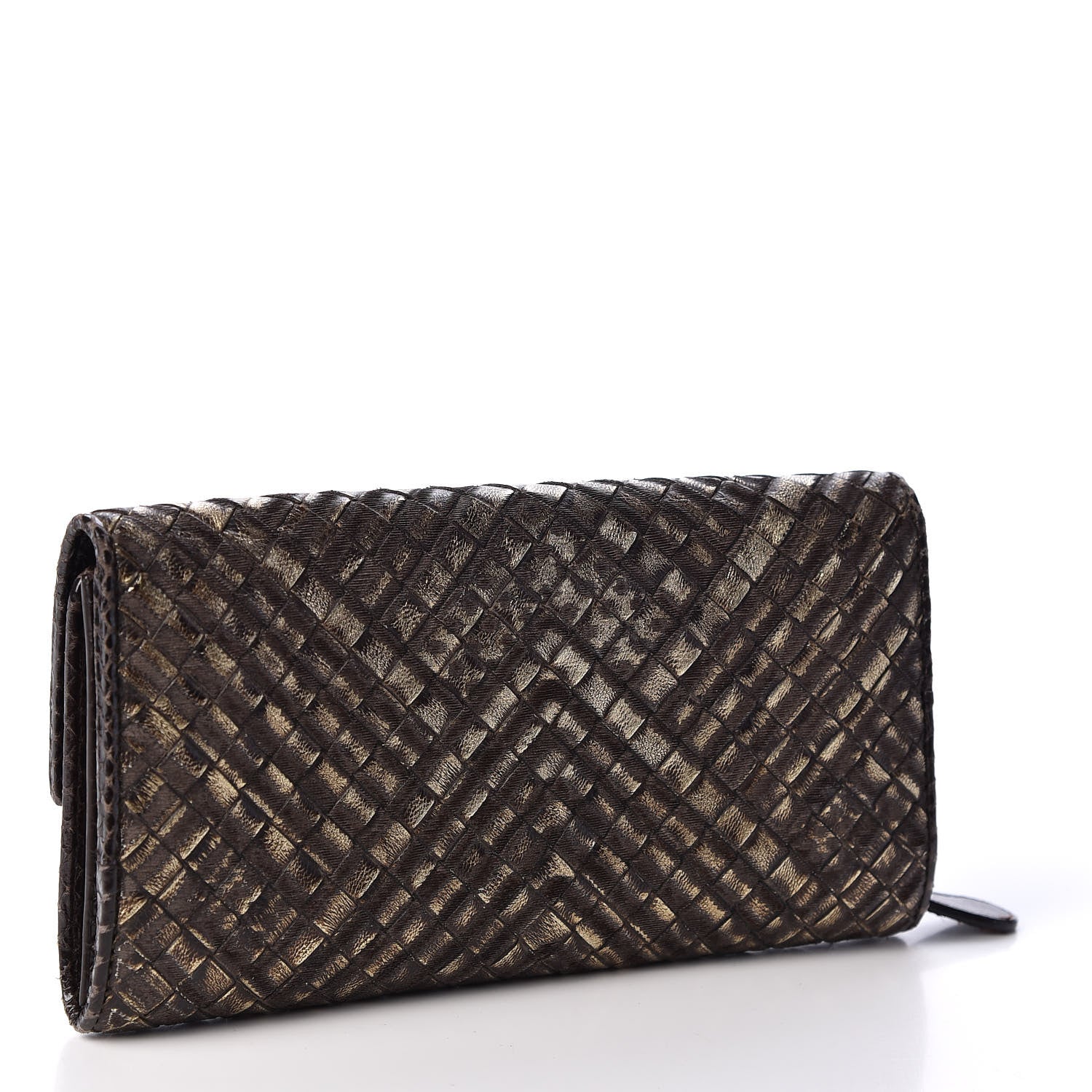 Bottega Veneta Metallic Nappa Intrecciato Ayers Continental Wallet Brown 2 of 7