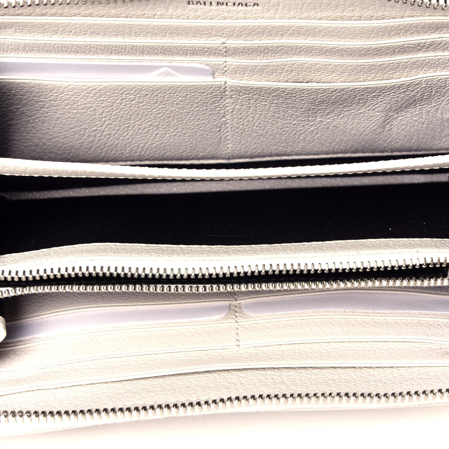 Balenciaga Chevre Silver Metallic Edge Hardware Zip Around Wallet Blanc Neige 5 of 8