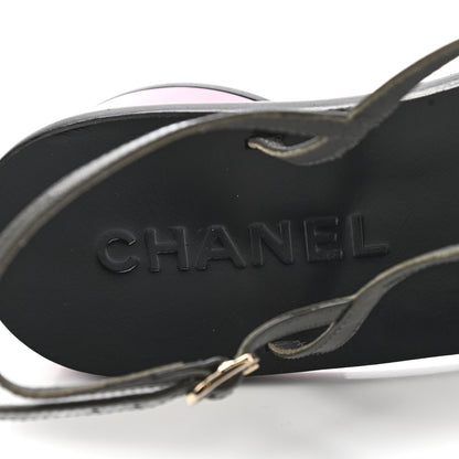 Chanel Patent CC Thong Sandals 38.5 Grey Pink 7 of 8