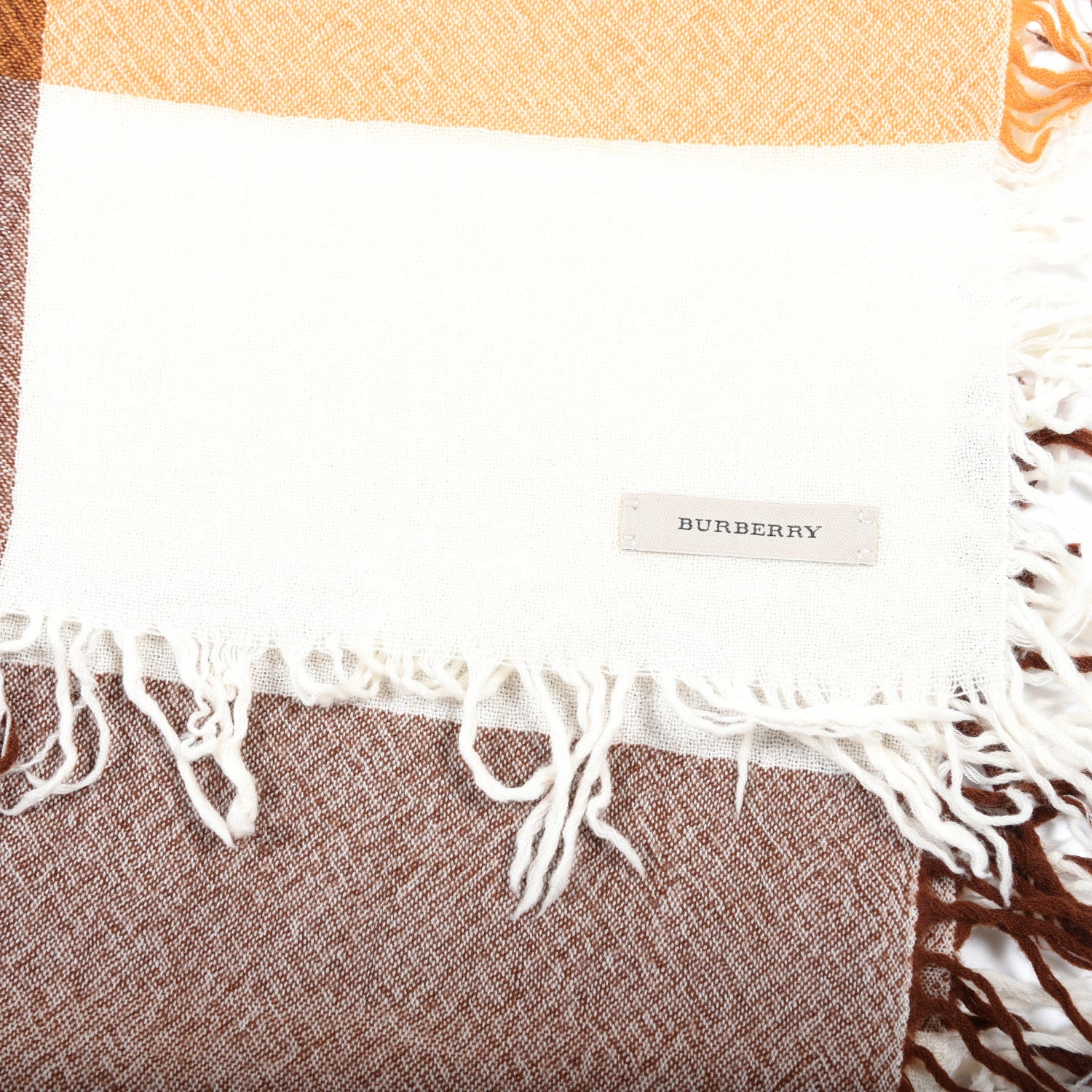 Burberry Merino Wool House Check Square Scarf Natural White 3 of 3