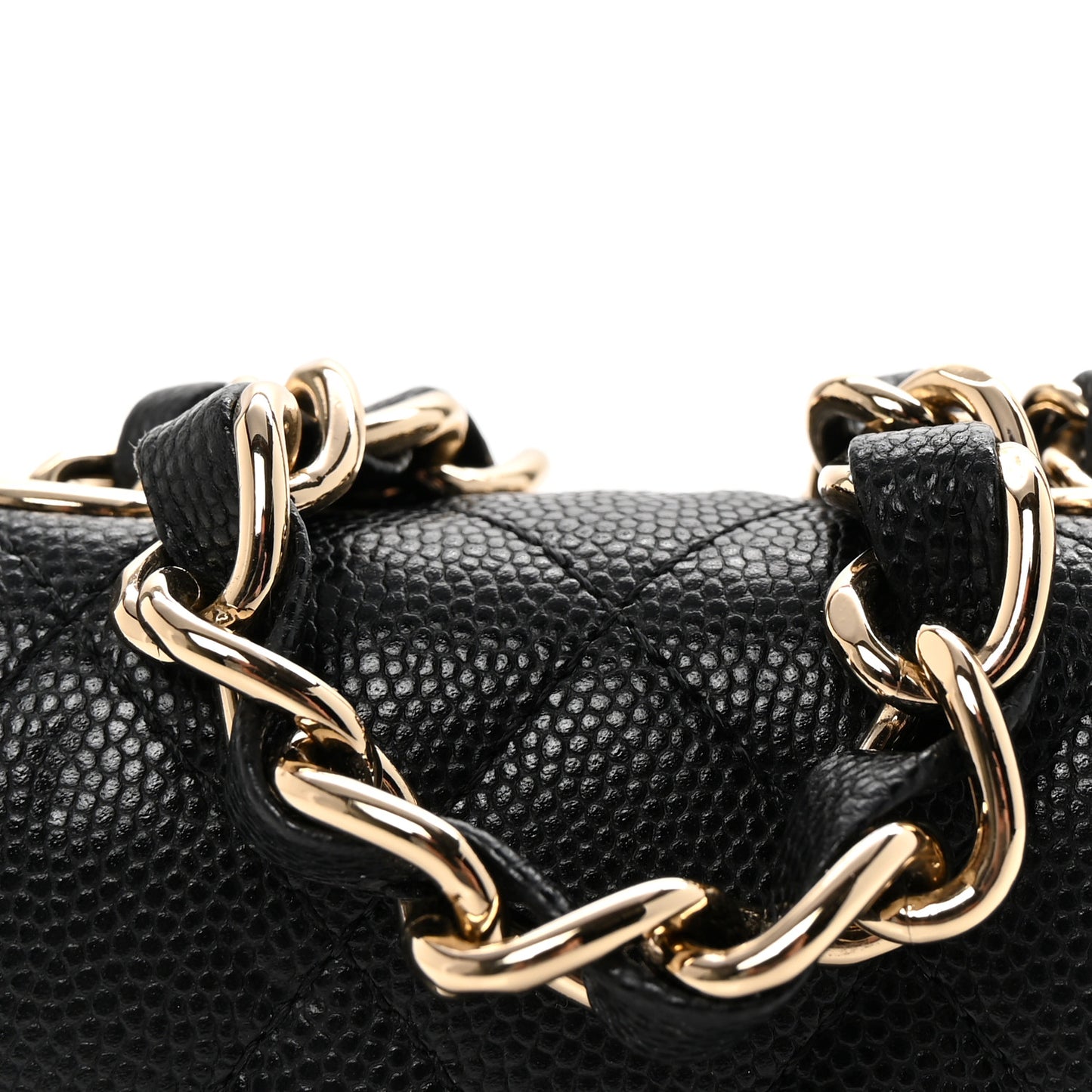 Caviar Quilted Mini Chain Belt Bag Black