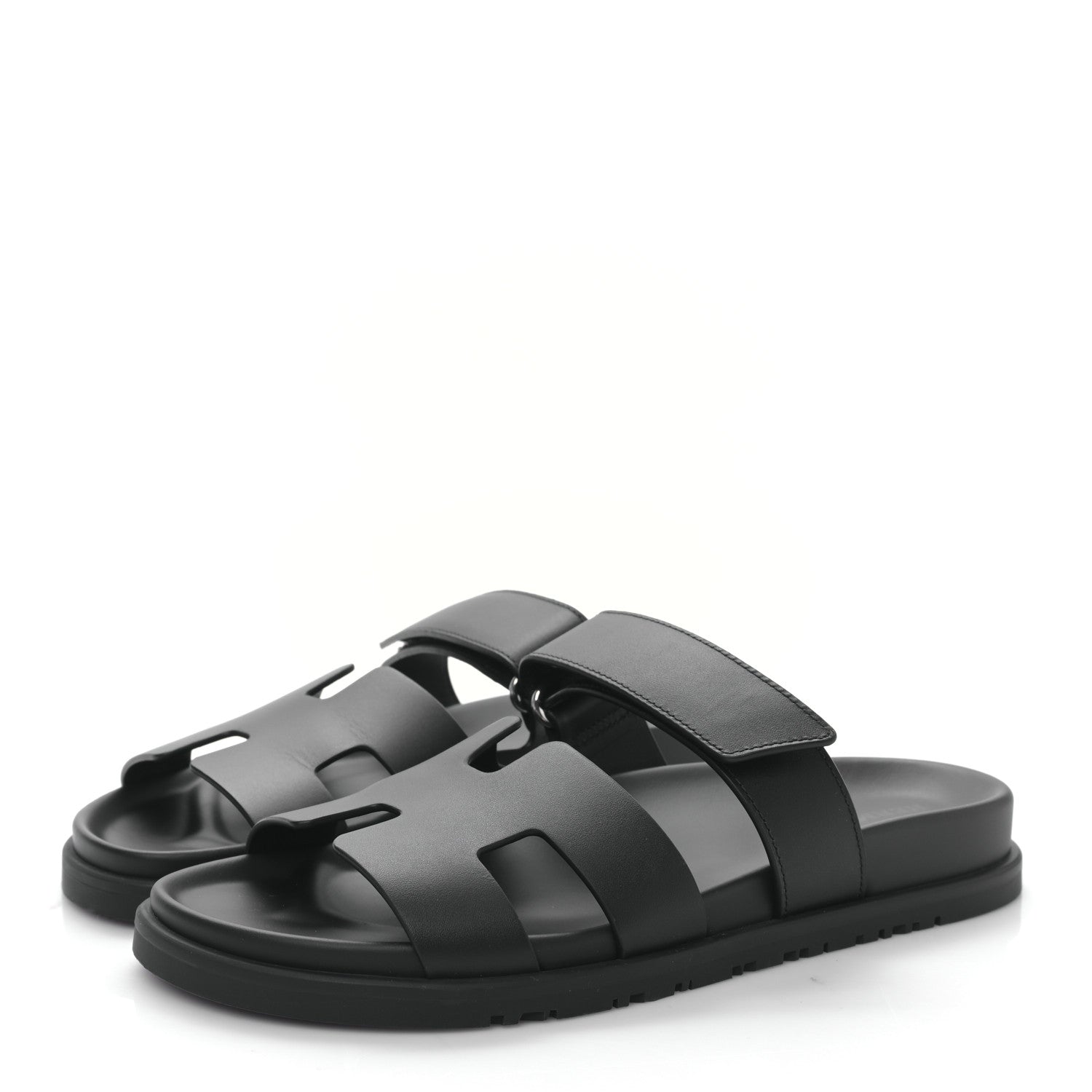 Hermes Calfskin Womens Chypre Sandals 38 Black 3 of 8