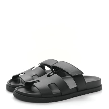 Hermes Calfskin Womens Chypre Sandals 38 Black 3 of 8