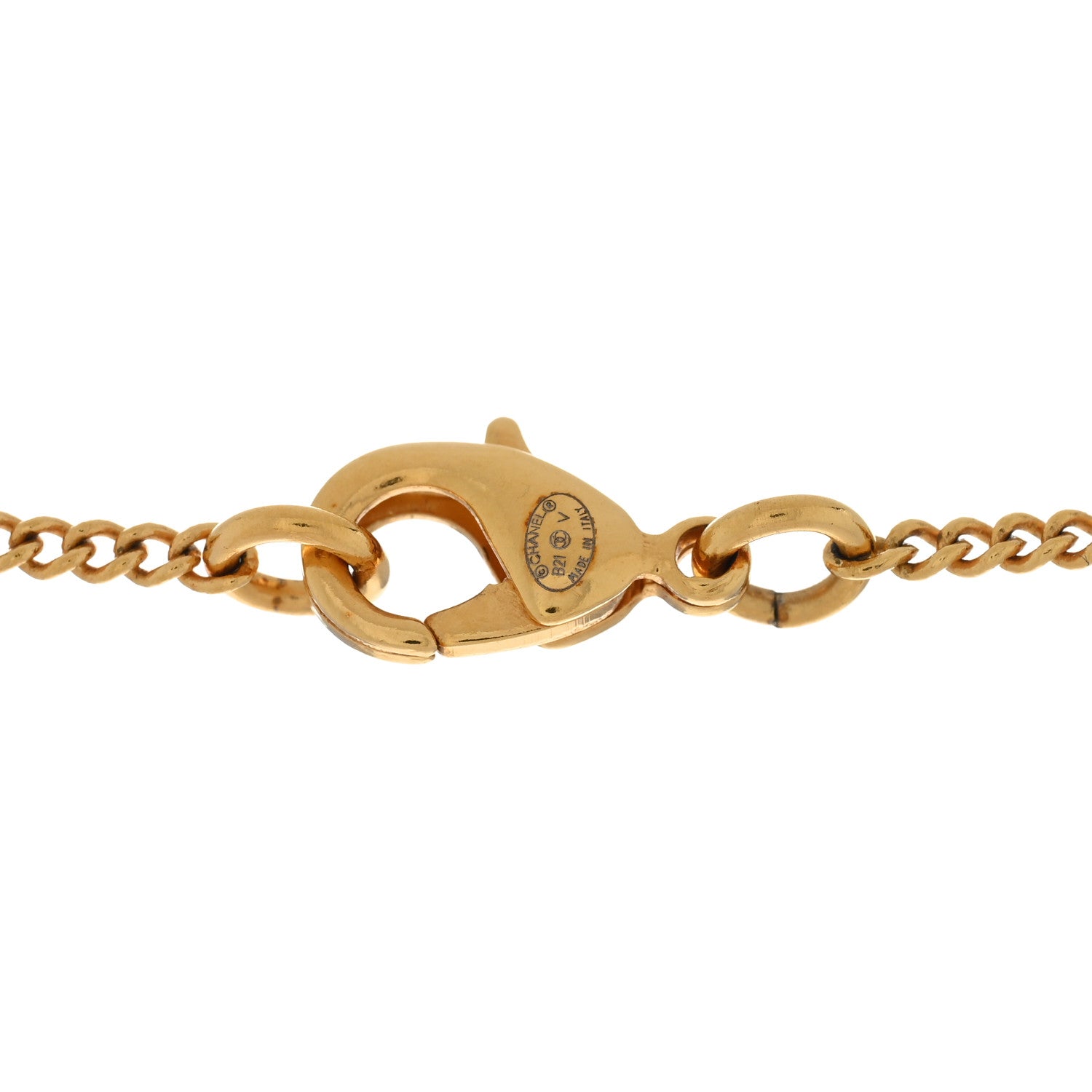 Chanel Metal CC Paris Button Necklace Gold 4 of 4