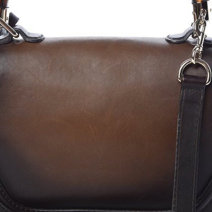 Gucci Saddle Soft Calfskin Sfumato Small New Bamboo Top Handle Bag Winter Leaf 10 of 14