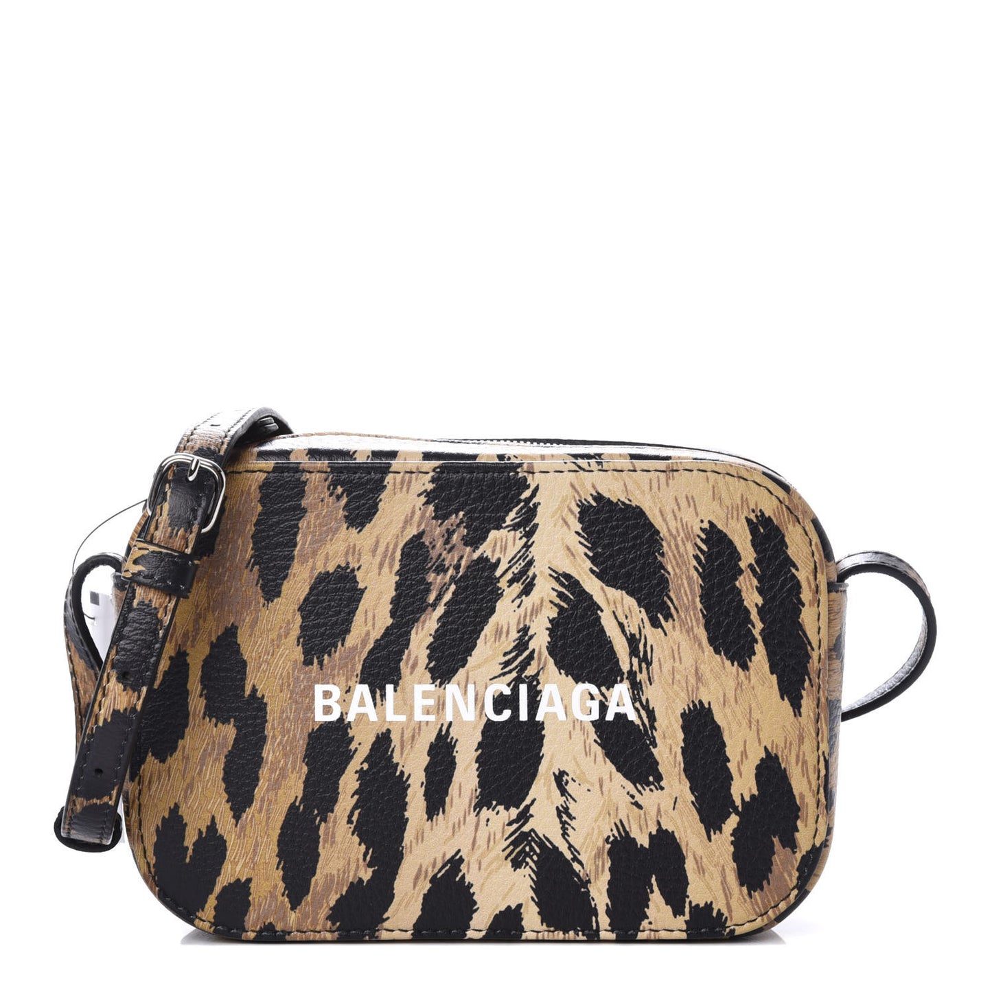 Calfskin Printed Leopard XS Everyday Camera Bag Beige White