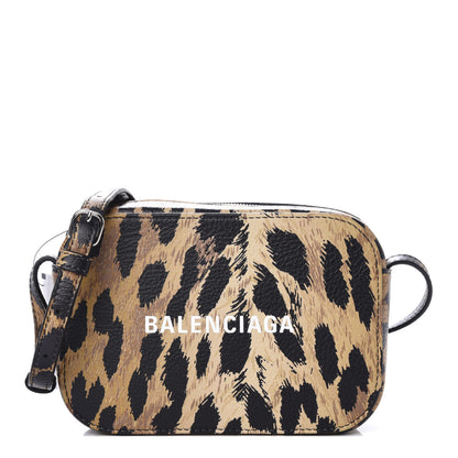 Balenciaga Calfskin Printed Leopard XS Everyday Camera Bag Beige White 1 of 10