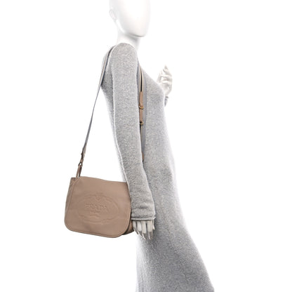 Prada Vitello Daino Embossed Logo Flap Shoulder Bag Sesamo 2 of 11