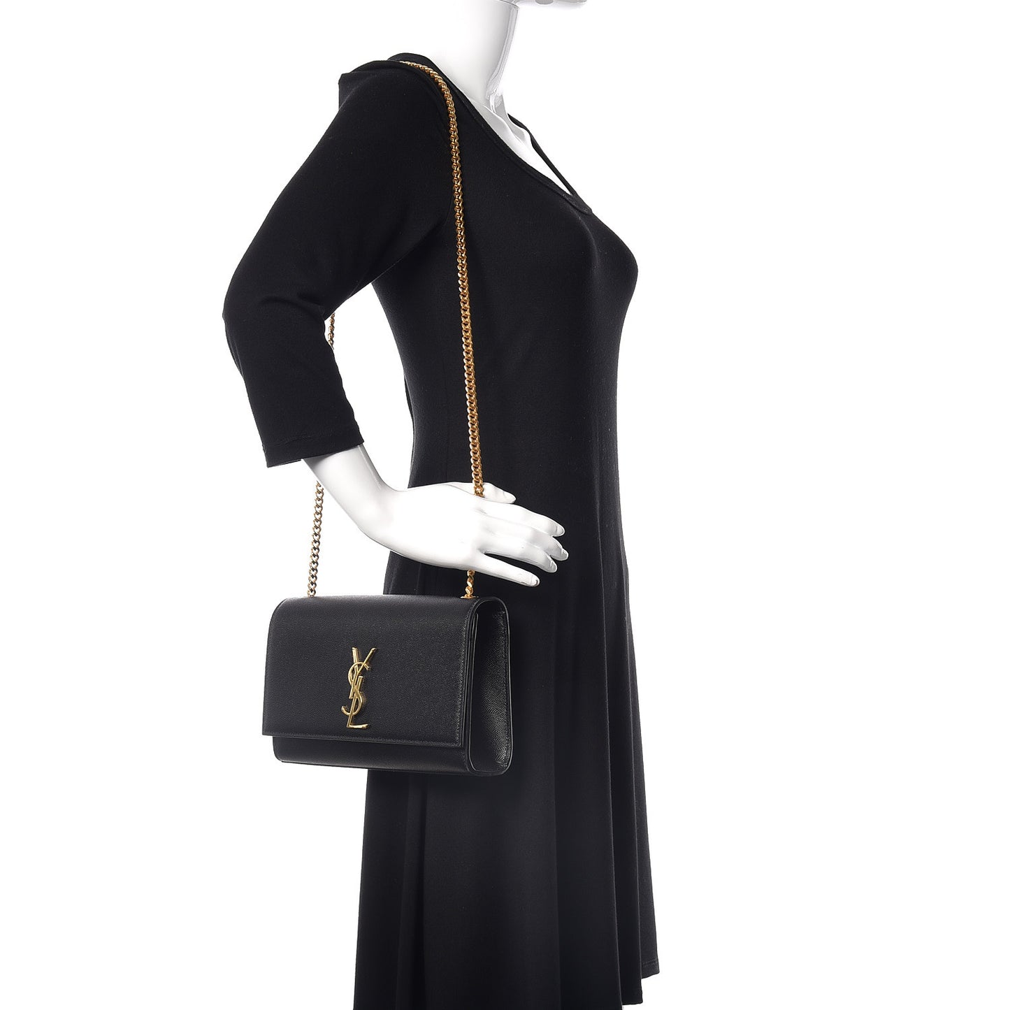 Grain De Poudre Medium Classic Monogram Kate Satchel Black