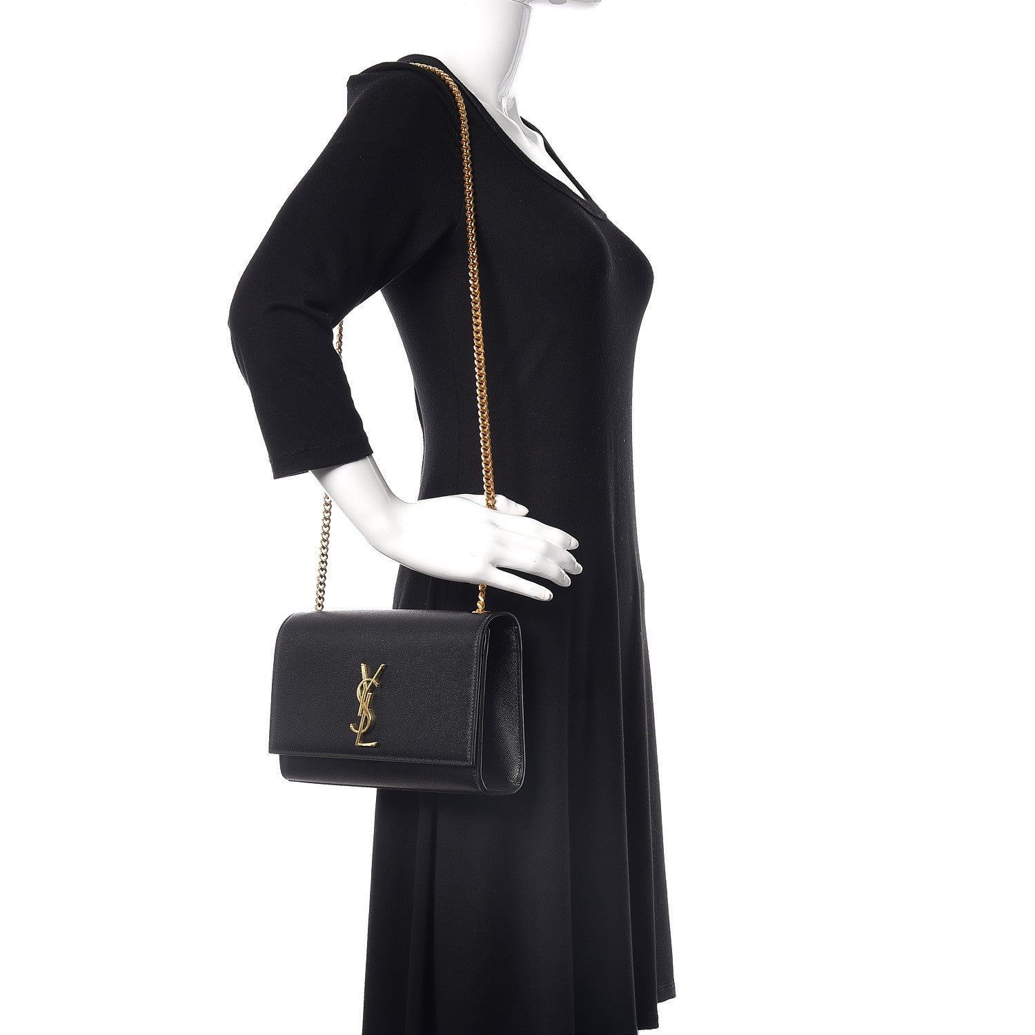 Saint Laurent Grain De Poudre Medium Classic Monogram Kate Satchel Black 2 of 9