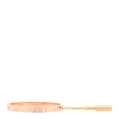 Cartier 18K Pink Gold 4 Diamond LOVE Bracelet 16 4 of 5