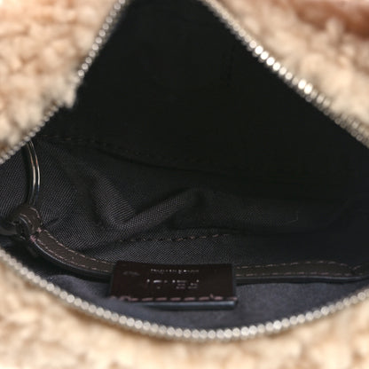 Fendi Shearling FF Jacquard Fendilicious Hot Dog Bag Charm Beige 5 of 7