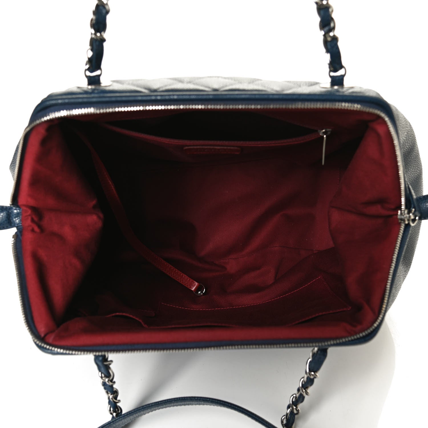 Chanel Caviar Quilted Framed Bowling Bag Blue 4 of 12