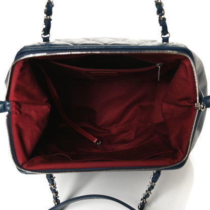 Chanel Caviar Quilted Framed Bowling Bag Blue 4 of 12