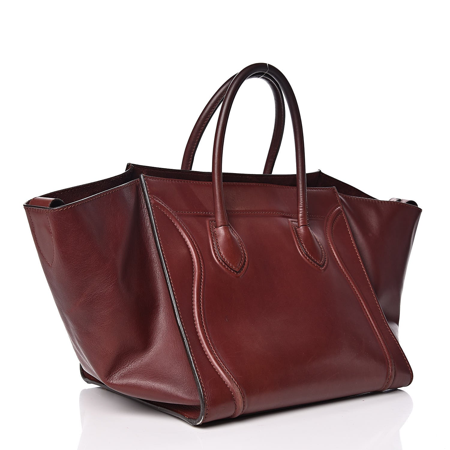 Celine Natural Calfskin Medium Phantom Luggage Burgundy 2 of 21