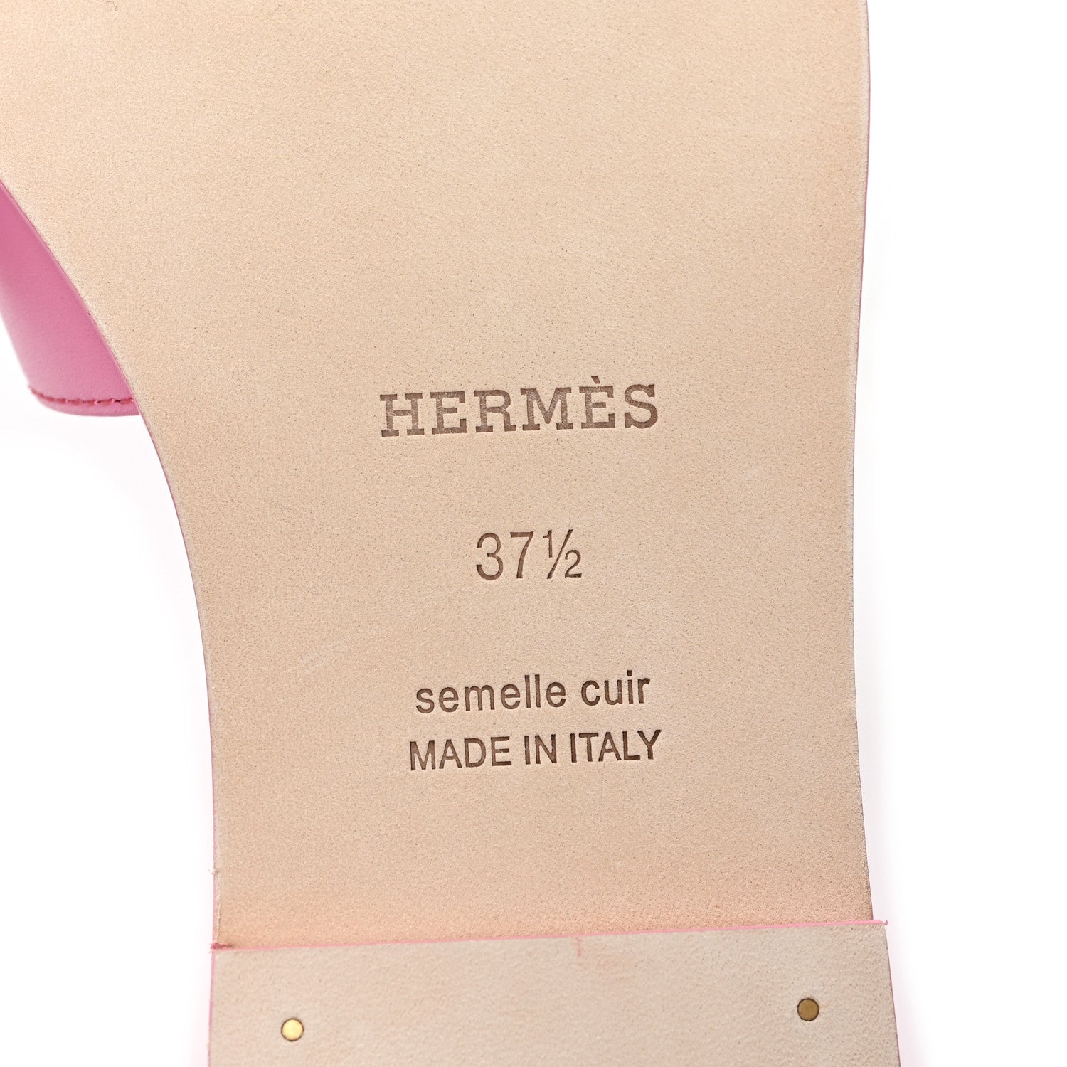 Hermes Box Calfskin Oran Sandals 37.5 Rose Petale 7 of 9