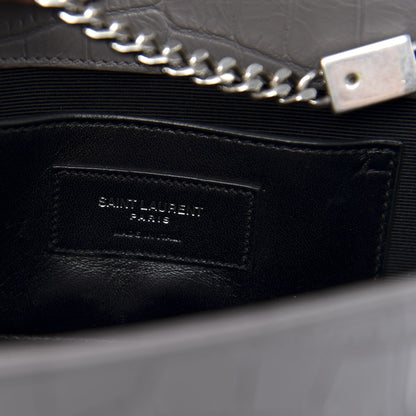 Saint Laurent Calfskin Crocodile Embossed Medium Classic Monogram Kate Tassel Satchel Fog 8 of 11