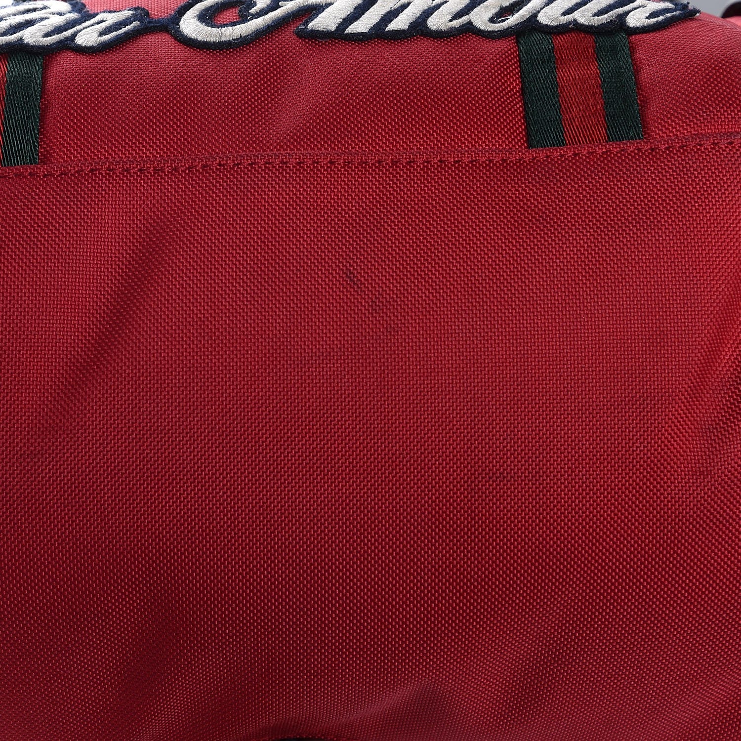 Gucci Nylon L'Aveugle Par Amour Embroidered Double Buckle Backpack Red 11 of 11