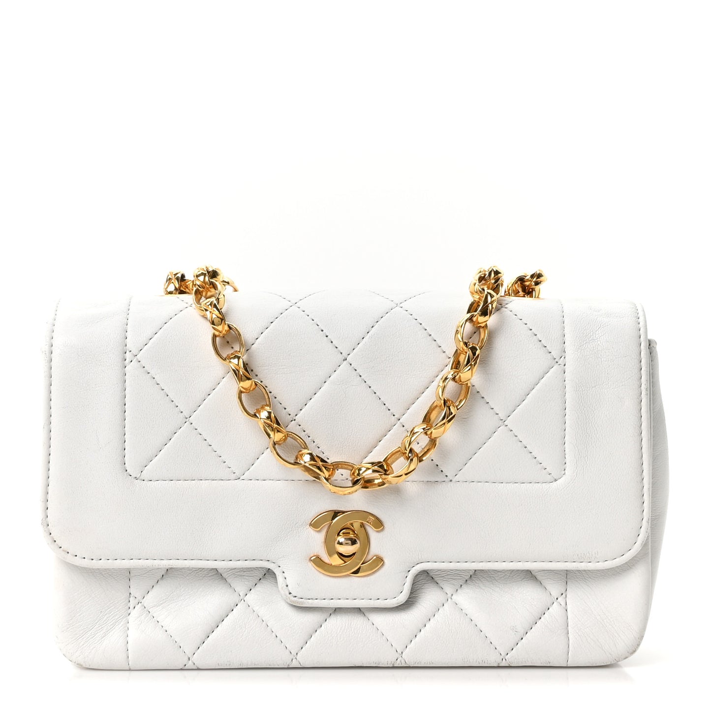 Lambskin Quilted Mini Flap Bag White